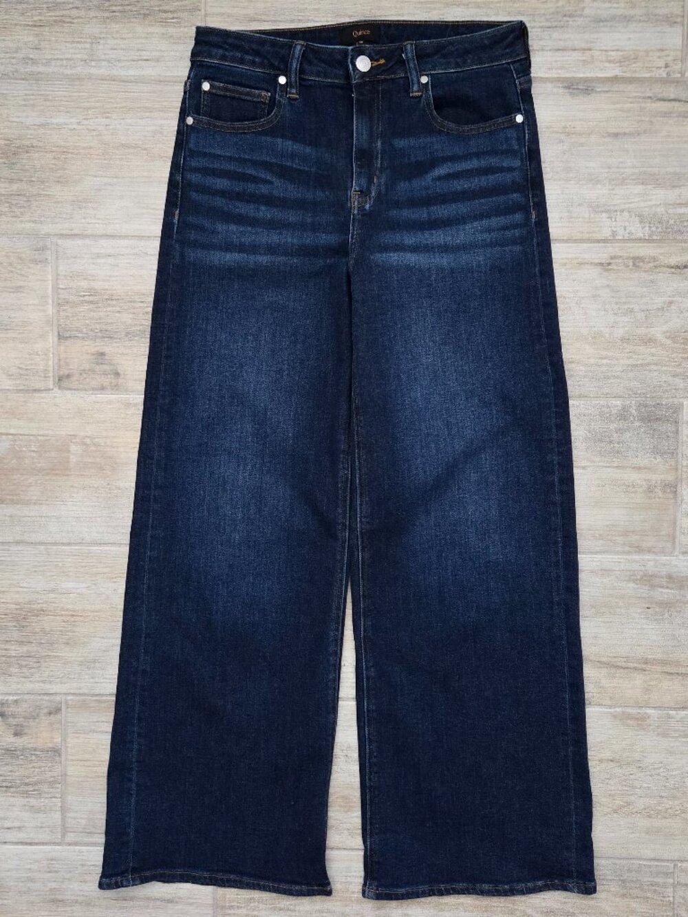 Quince Bella Stretch Wide Leg Jeans Womens Midnight Blue Organic Cotton Blend 30